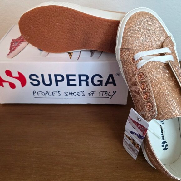Superga 2750 Fantasia Rose Gold Sneakers Vulcanized Rubber Sole & Cotton Lining - Picture 7 of 8